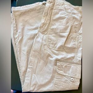 American Eagle Outfitters Cream Wide Leg Cargo Pants